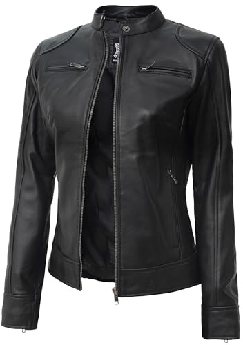 Blingsoul Womens Genuine Leather Jacket | [1313763] Dodg Black, M