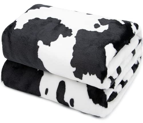HSEEC Coperta con stampa di mucca, calda coperta in morbido pile di flanella leggera, coperta per divano, letto, viaggi, biancheria da letto, decorazione per camera da letto, per bambini, adolescenti,