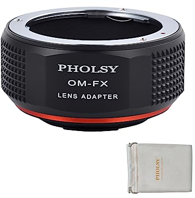 PHOLSY OM auf FX Adapter Objektivadapter Kompatibel mit Olympus Zuiko OM Objektiv und Fujifilm X Mount Kameragehäuse, OM auf Fuji X