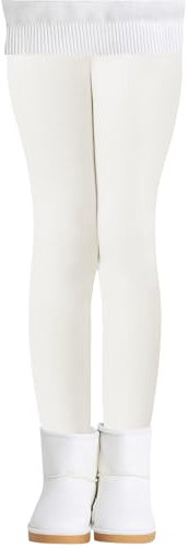 Adorel Mädchen Thermo Leggings Baumwolle Gefütterte Winter Warme Dicke Hosen Weiß 122-128 EU (Herstellergröße 130)