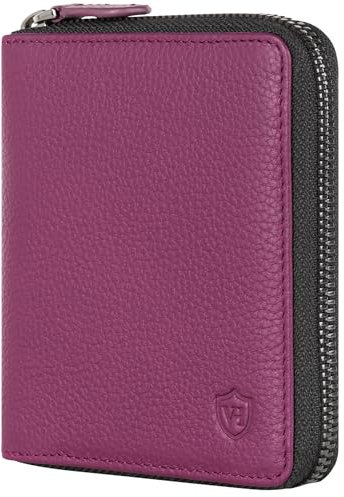 VON HEESEN Leder Geldbörse mit RFID-Schutz - Portemonnaie für Damen & Herren aus echtem Leder - Wallet mit Münzfach - Geldbeutel für Frauen und Männer in Pink