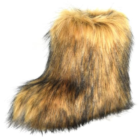 qenqenr Fashion Fur Boots,Flat Heel Comfy Plush Warm Snow Booties,2025 Winter Outdoors Furry Boots,Mid-Calf Faux fur Boot for Women.