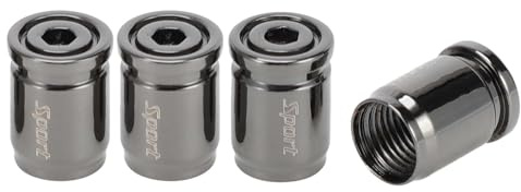 Partuto 1 Set 13x9.5x10mm Tappi Valvola Universali per Pneumatici - Tappo Valvola Ruota Auto Copertura Valvola Anticollisione Tappo Valvola per Auto SUV Bici - Acciaio Inossidabile Nero