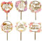 DIYASY 6Pcs Flower Cake Toppers, Acrylic Printed Happy Birthday Decor Cake Dessert Toppers for Birthday Wedding Decorations