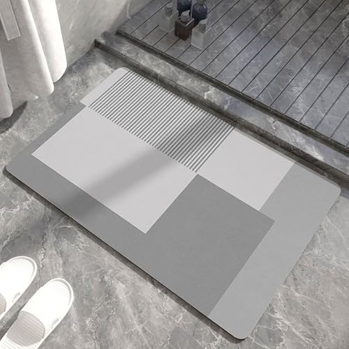 Generico Tappeti da Bagno in Pietra di diatomite Rapida Asciugatura Super assorbenti Quadrati Super assorbentiGrey,80 * 120cm