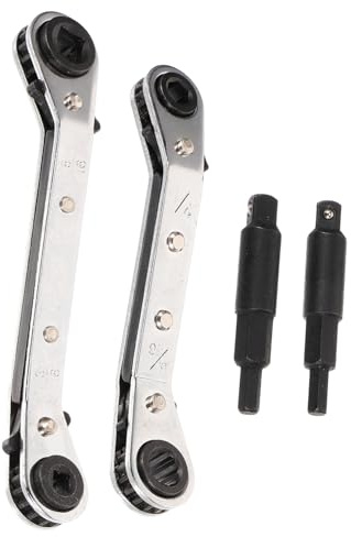 GALPADA Double Head Ratchet Wrench Refrigeration Service Spanner Set 4pcs with Bit Adapter for HVAC Repair Air Conditioning and Gas Furnace Maintenance Random Color