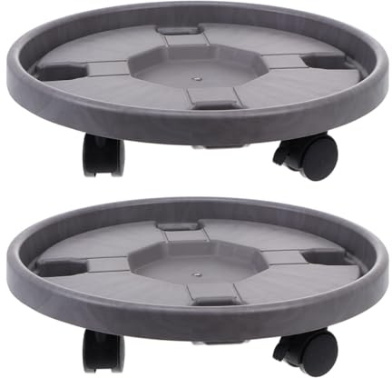 FONDOTIN 2piezas Estante Móvil para Macetas Platillo con Ruedas para Plantas De Interior Soporte Móvil De Plástico Resistente con Ruedas Giratorias con Freno Carrito para Flores Bandeja
