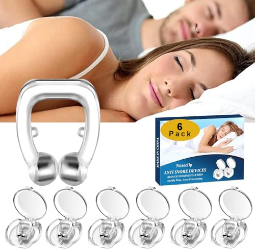 Pince à Nez Anti Ronflement, 6PCS Silicone Magnétique, Snore Stopper Clip de Nez en Silicone Magnétique, Snore Stopper Arrête Les Ronflements du Nez Dilatateur Nasal Efficace (Transparent-6)