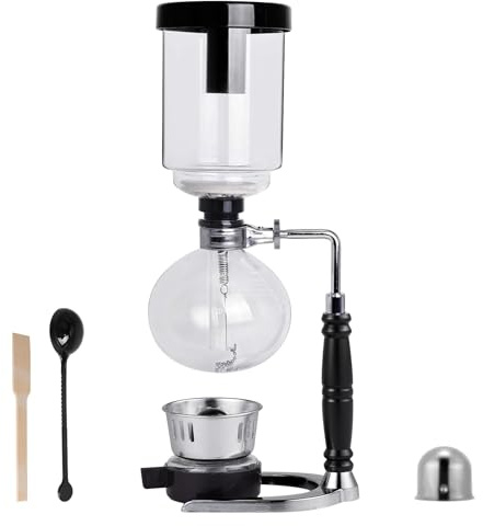 LIROPAU Sifón cafetera de vacío, sifón japonés, 5 tazas, 600 ml, resistente al calor, con base de filtro antigoteo, herramientas de extracción para café hecho a mano