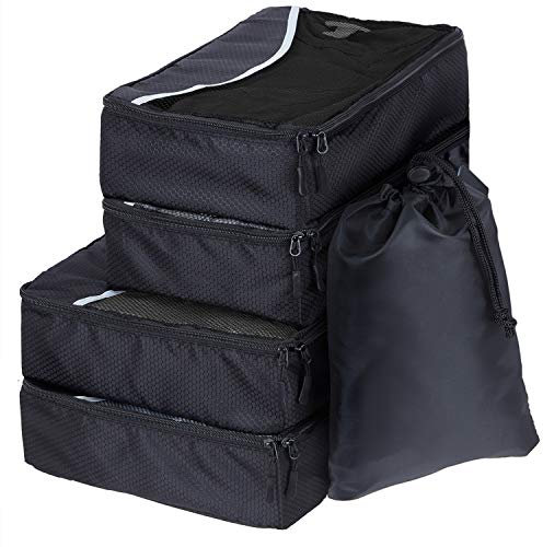 SWISSONA Koffer Organizer Set - 5 Packwürfel - Packing Cubes - Robust & Langlebig - Kofferorganizer - Rucksack Kleidertaschen - Travel Accessories - Backpacking Zubehör