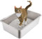 Yangbaga Cat Litter Tray 20*14*6 Stainless Steel, Odourless and Spacious Design for Easy Cleaning, Ideal for Large Cats, Multiple Pet Households, Rustproof with Non-Slip Base