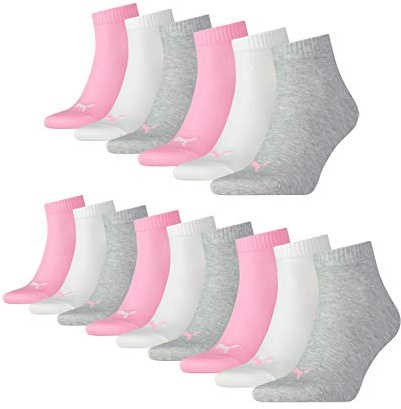 PUMA 15 pair Sneaker Quarter Socks Unisex Mens & Ladies, Farben:395 - prism pink, Socken & Strümpfe:39-42