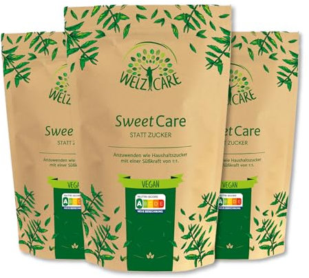 SweetCare statt Kristallzucker – Zuckerersatz – Vegan – mit Erythritol und Stevia – Made in EU - 3 x 1Kg