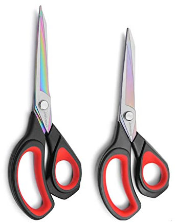 JARVISTAR Professionelle Schneiderschere Stoffschere mit Weichem Griff, Titan-Beschichtung Textilschere Scharf Rostfreie Edelstahl Schere Schneiden Stoff, Kleidung, Leder, Jeans, Nähen (22cm 24cm)
