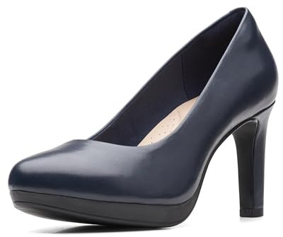 Clarks Women's Ambyr Joy Pump, Navy Leather, 4 UK