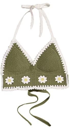 Sexy Bikini Crop Top Mujer Crochet Boho Playa Camisolas Bikini Bralette Halter Cami Knit Bra Tank Top