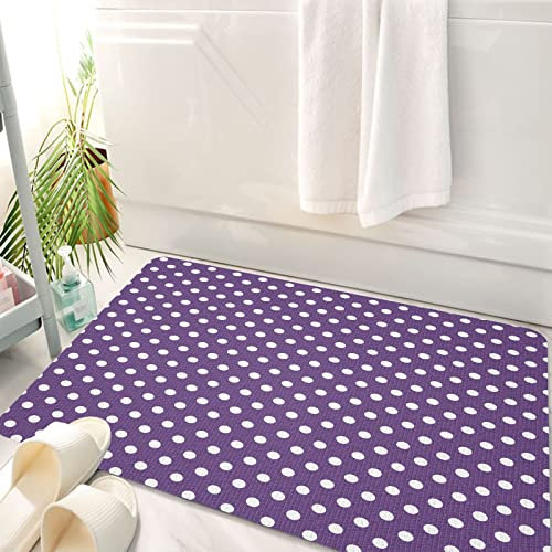 Badematte rutschfeste Badezimmermatte Super saugfähiges Wasser,Auberginen-polnische weiße ordentliche Tupfen und purpurroter Hintergrund mit tradi,einfach zu reinigen und zu trocknen Badezimmermatten