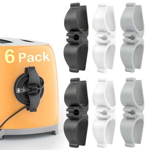 Daisyhome Cord Organizer for Kitchen Appliances-6 Pack, Appliance Cord Organizer stick on, Small Kitchen Appliances Cord keeper, Adhesive Cord Holder, Cord Winder for Pressure Cooker, Stand Mixer…