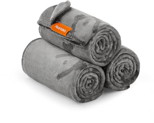 Feandrea Pet filtar, set med 3, tvättbara kattfiltar, L, 127 x 102 cm, för små och medelstora hundar, flanell hundsoffa filt, skiffergrå PPB014G01 | Tvättbara filtar för små och medelstora hundar, L, för hundsoffa, skiffergrå, kollektion BASCO PPB014G01