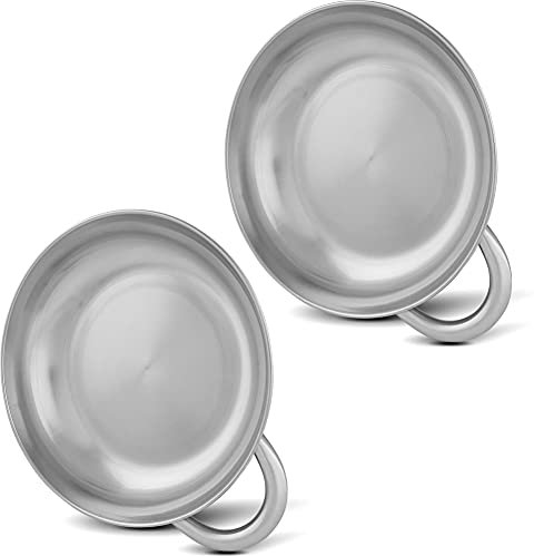 normani Outdoor Sports 18/8 Edelstahlteller Outdoor-Schale mit Griff - 18 x 5 cm - 1 Liter Fassungsvermögen, Rostfrei, 1er 2er oder 4er Set Farbe 2 Personen