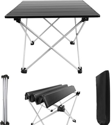 Yiyai Alu Tisch Klapptisch Campingtisch Balkontisch Gartentisch Klappbar aus Aluminium, 40 * 35 * 32cm (LxBxH) Beistelltisch für Garten, Terrasse und Balkon, Camping, Schwarz