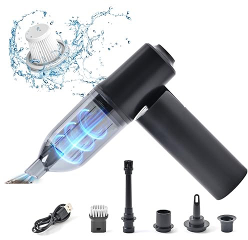 PAFXMT Black 20000PA Potente Aspirador De Mano para Coches,Aspirador De Mano Sin Cable, 4 en 1 Ultra Lightweight Miniaspiradora Inalámbrica,Mini Aspirador Inalámbrico for Home, Car,Travel