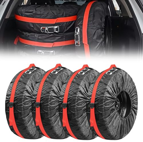 WIYETY Set di 4 custodie per pneumatici da 19 a 23 pollici, impermeabili, antipolvere, con maniglia, per trasporto pulito e conservazione sicura (diametro 80 cm)