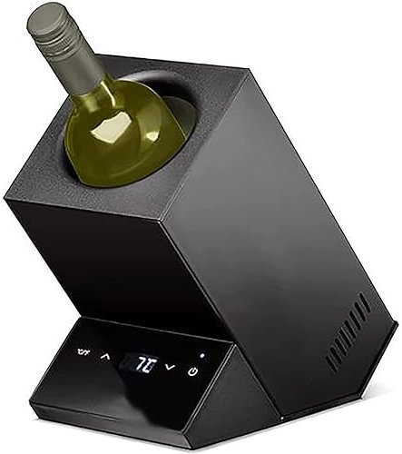 YANDDEA Raffreddatore per Bottiglie di Vino, refrigeratore Elettrico per 750 ml di Vino o Champagne, Gamma di Temperatura da 5 a 18 °C, Idea Regalo cremagliera, Regali di Nozze,Black