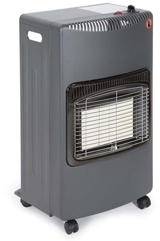 WilTec Estufa de gas portátil 4,2 kW con ruedas integradas calefactor infrarrojo butano/propano para interior compacto y seguro con encendido piezoeléctrico y sistemas de seguridad avanzados