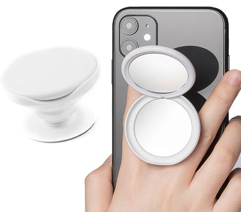 MaNeaz Blanco Rotación De 360 ​​Grados Desmontable Soporte Delgado Y Ligero para Móvil Base Y Agarre Extensibles Diseño De Espejo para Teléfonos Inteligentes Y Tabletas