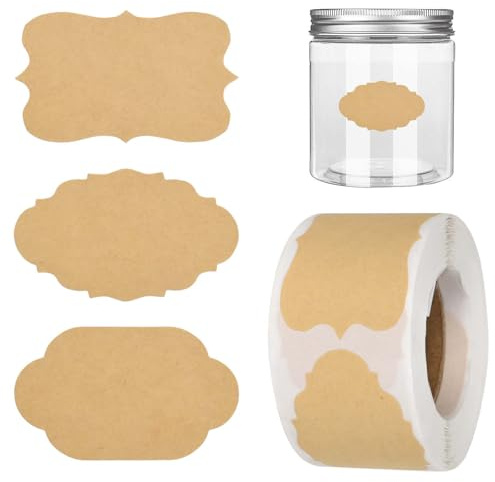 500pcs Kraft Paper Label Stickers, Self Adhesive Gift Label Stickers, Blank Sticky Labels for Essential Oil Bottles, Spices, Jam Jars, Food Containers, Gifts, Glass Bottle, Envelope Labels (1)