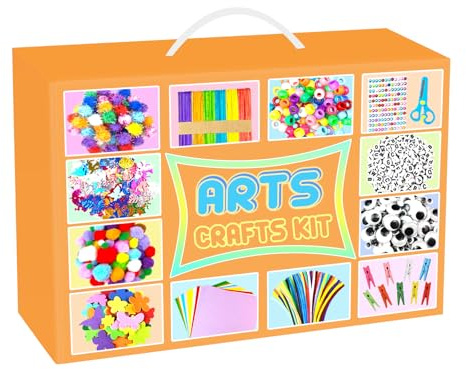 2000 Pièces Kit de Bricolage DIY Activité Manuelle Enfant Tout-en-1 Bricolage Enfant Cure-pipes Loisir Creatif Fournitures Scolaires Jouets Cadeaux pour Garçons et Filles 4-6, 6-8, 8-12 Ans, Orange