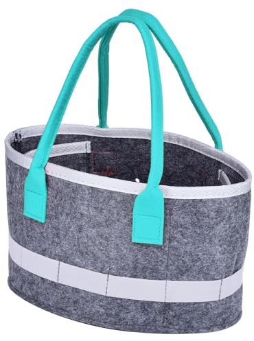 Borsa in feltro per donne, in feltro con manici, ovale in feltro con sacchetto, contenitore cosmetico pieghevole, organizer per giocattoli da viaggio, borsa da picnic con manici per lavoro e attività