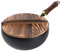 Wok tradicional de hierro: sartén de hierro sin recubrimiento, wok con tapa | Kit de sartén salteado para el restaurante al aire libre en el hogar, de fondo plano de acero al carbono con mango