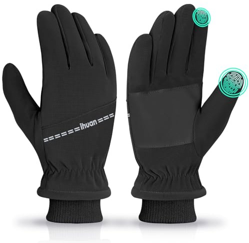 ihuan Winter Waterproof Gloves Ski for Women Men, Cold Weather Warm Thermal Touchscreen Snow Gloves for Running Cycling