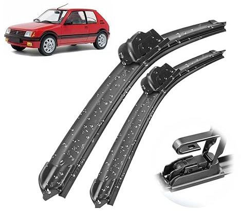 Essuie-glace de voiture Balais d'essuie-glace avant de voiture compatible avec Peugeot 205 1983-1998, pare-brise, vitres propres, brosses de pluie de voiture 18+18