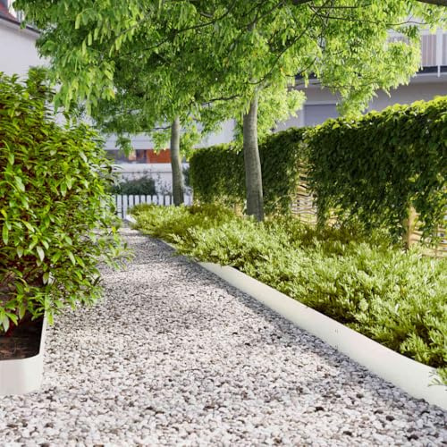 Genérico Bordes para césped 10 uds Acero Laminado frío Blanco 15x103 cm,Bricolaje,Vallas de jardín,Ribetes y Bordes para jardín-860143