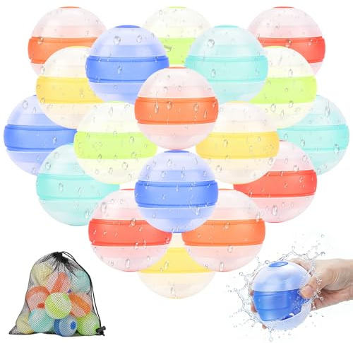 18 Globos de Agua Reutilizables para Niños, Autocierre en 1 Segundo, Diseño de Doble Apertura de Silicona, Juguetes de Agua para Piscina, Playa, Jardín, Fiestas de Verano y Juegos al Aire Libre