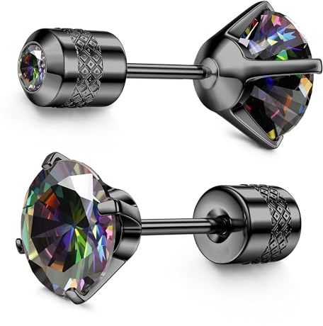 Morfetto Boucle D'oreille Titane G23 à Visser Pour Femmes Homme - Hypoallergénique Piercing Oreille Helix Tragus Titane 20G Zircone Cubique Boucle Oreille Pour Oreilles Sensibles 3/4/5/6/7mm