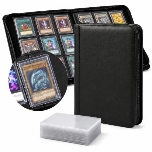 OVIANOR Samlingsalbum med 9 fickor, rymmer 288 kort | Vattentät PU med dragkedja, samlaralbum med 108 Toploaders för TCG, MTG, fotboll och samlarföremål