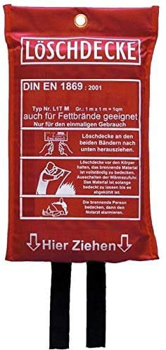 Brandengel Löschdecke Brandschutzdecke 1 x 1 m, DIN EN 1869:2001, auch für Fettbrände Fettbrand Küche Feuerlöschdecke Auto 100 x 100 cm 10 Stück