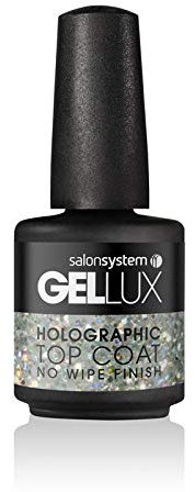 Salon System GELLUX Holographic Glitter Effect GEL Top Coat Non Wipe 15ml