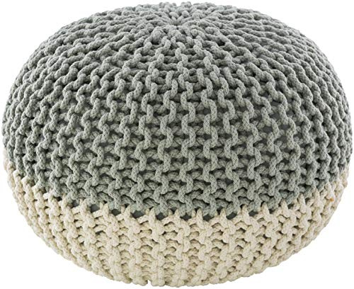Livabliss Artistic Weavers McIntosh Cotton Knitted Round Pouf 14 H x 20 W x 20 D, White