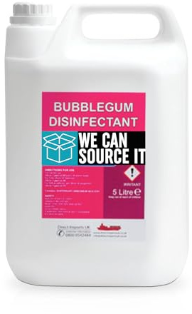 We Can Source It Ltd - Pet Disinfectant with Bubblegum Fragrance – Professional Grade Cleaning Solution for Kennels, Pets, Dogs & Cats – Removes Odours and Keeps Surfaces Fresh - 5 Litre