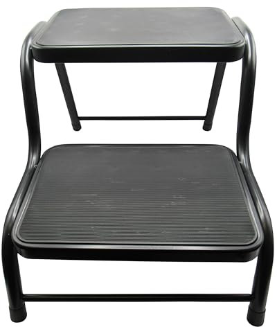 Hot Tub Spa Steps 2 Tier (Black Entry Non Slip Stairs Outdoors)