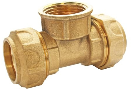 SOMATHERM FOR YOU, Té laiton Femelle au centre pour tube PE Ø20, Femelle 15/21, serrage extérieur, joint torique EPDM, étanchéité optimale, usage réseau d'eau potable, pression 20 bars