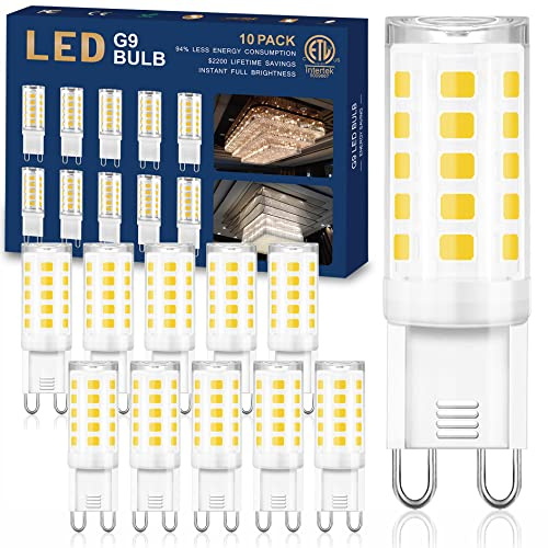 winshine 10 Pack G9 LED Bulb 4000K Natural Daylight, 40W Halogen Equivalent G9 Bi Pin Base 4W LED T4 for Crystal Chandeliers, G9 Base, 360 Degree Beam Angle 400LM for Home Lighting, Non-dimmable