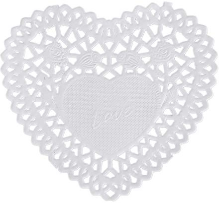 AID 100 centrini in pizzo a forma di cuore da 10,2 cm, per biglietti e scrapbooking