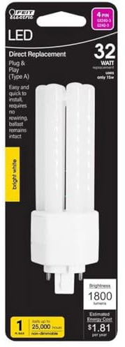 Feit Electric PL GX24Q-3 4-Pin LED Light Bulb Bright White 32 Watt Equivalence 1 pk
