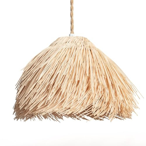 LEDKIA LIGHTING - Pendelleuchte Rattan Bungarby | Natürliches Design für Boho-Chic & Mediterranen Stil | E27 Fassung für Flexibles Licht | Ø35 cm, Rattan, Natürlich